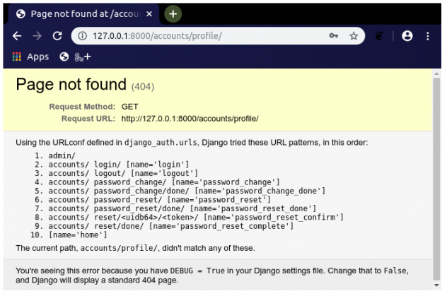 Django page not found error