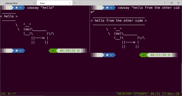 tmux split screen